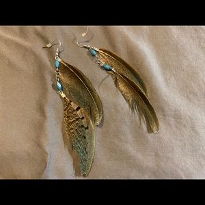 Feather earrings with beading - new!